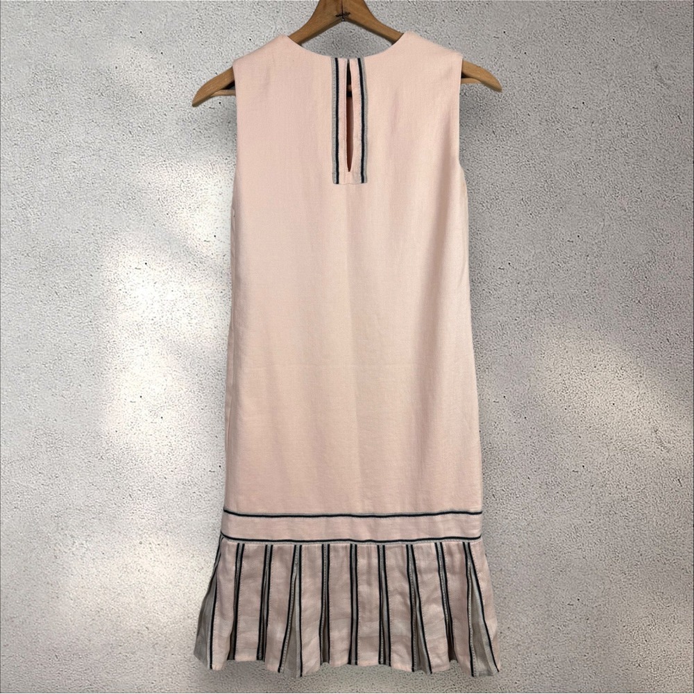 Abbey Glass Tuckernuck Drop Waist Ruffle Hem Shift Pink Midi Dress Sz S - Picture 4 of 6